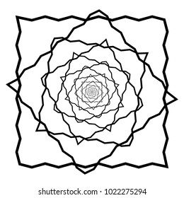 Concentric radial element. Radiating abstract geometric element