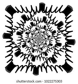 Concentric radial element. Radiating abstract geometric element