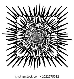 Concentric radial element. Radiating abstract geometric element
