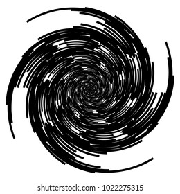 Concentric radial element. Radiating abstract geometric element