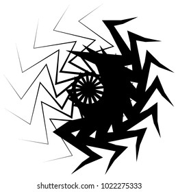 Concentric radial element. Radiating abstract geometric element