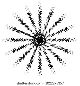 Concentric radial element. Radiating abstract geometric element