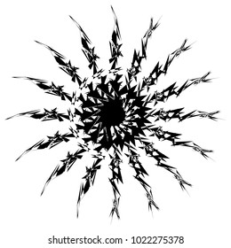 Concentric radial element. Radiating abstract geometric element
