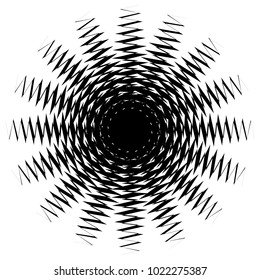 Concentric radial element. Radiating abstract geometric element
