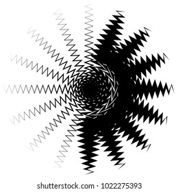 Concentric radial element. Radiating abstract geometric element