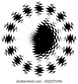 Concentric radial element. Radiating abstract geometric element