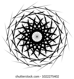 Concentric radial element. Radiating abstract geometric element