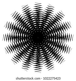 Concentric radial element. Radiating abstract geometric element