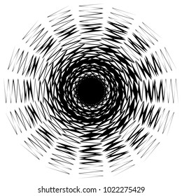 Concentric radial element. Radiating abstract geometric element