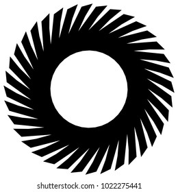 Concentric radial element. Radiating abstract geometric element