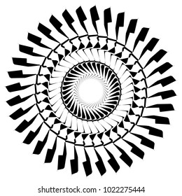 Concentric radial element. Radiating abstract geometric element