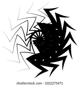 Concentric radial element. Radiating abstract geometric element