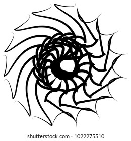 Concentric radial element. Radiating abstract geometric element