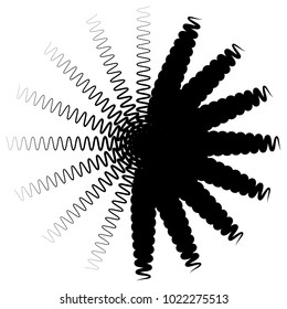 Concentric radial element. Radiating abstract geometric element