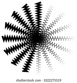 Concentric radial element. Radiating abstract geometric element