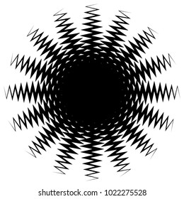 Concentric radial element. Radiating abstract geometric element