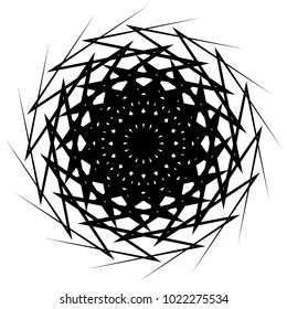 Concentric radial element. Radiating abstract geometric element