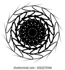 Concentric radial element. Radiating abstract geometric element