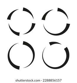 Concentric, radial lines, circles icon. Segmented circle shape. Spiral, swirl, twirl and twist design element. Vector illustration.