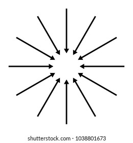 Concentric, radial, radiating arrows. Circular arrow element