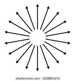 Concentric, radial, radiating arrows. Circular arrow element
