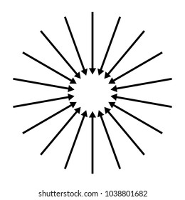 Concentric, radial, radiating arrows. Circular arrow element