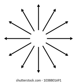 Concentric, radial, radiating arrows. Circular arrow element