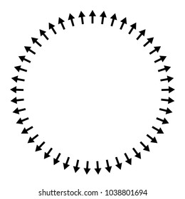 Concentric, radial, radiating arrows. Circular arrow element