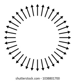 Concentric, radial, radiating arrows. Circular arrow element