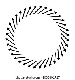 Concentric, radial, radiating arrows. Circular arrow element