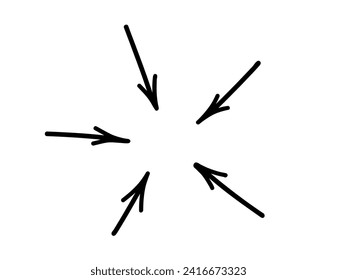 Concentric, radial, radiating doodle arrows.