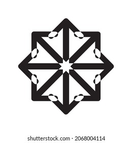 Concéntrico. Flechas radiantes. Elemento de flecha circular. Símbolo de símbolo de símbolo de icono de vector plano para el proyecto. Icono del vector sobre fondo blanco