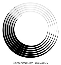 Concentric, radiating circle graphics isolated on white