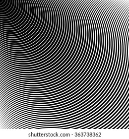 Concentric radiating circles abstract monochrome vector graphic.