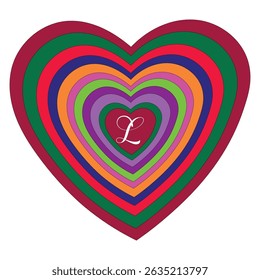 Concentric Rainbow Hearts logo design