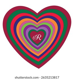 Concentric Rainbow Hearts logo design