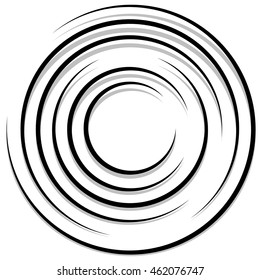 Concentric random circles with dynamic lines. Circular spiral, swirl element
