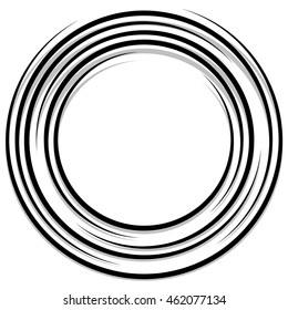 Concentric random circles with dynamic lines. Circular spiral, swirl element