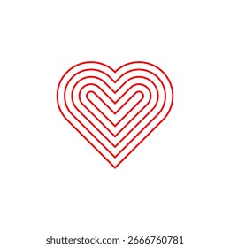 Concentric Red Heart Lines Abstract Love Symbol Vector