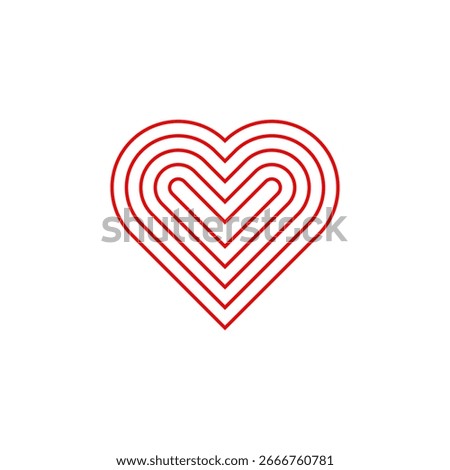 Concentric Red Heart Lines Abstract Love Symbol Vector