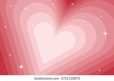 Corazones rojos concéntricos con destellos y efecto degradado