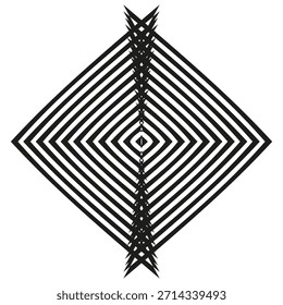 Líneas concéntricas de rombo. Abstractas patrón geométrico. Vector de espiga dinámica. Gráfico de ilusión óptica. EPS 10.