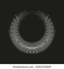 Concentric ring pattern. Abstract Vector artwork. Circular line design. Bold symmetric shape.