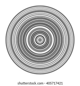 Concentric rings, circles pattern abstract monochrome element on white