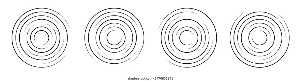 Círculo ondulado concéntrico con Vector de trazo editable. Señal radial, onda sonora, icono de onda sonora