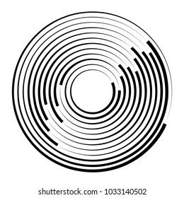 Concentric rotating circular geometric figure of a tornado or vortex. vector illustration isolated.