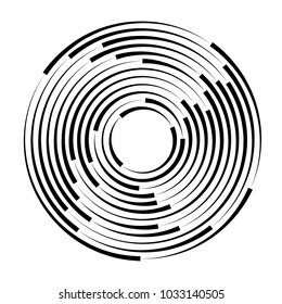 Concentric rotating circular geometric figure of a tornado or vortex. vector illustration isolated.