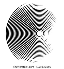 Concentric rotating circular geometric figure of a tornado or vortex. vector illustration isolated.