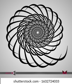 Concentric rotating circular geometric figure of a tornado or vortex. vector illustration isolated. Spiral, shell.