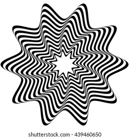 Concentric, rotating spiral element. Vector illustration.